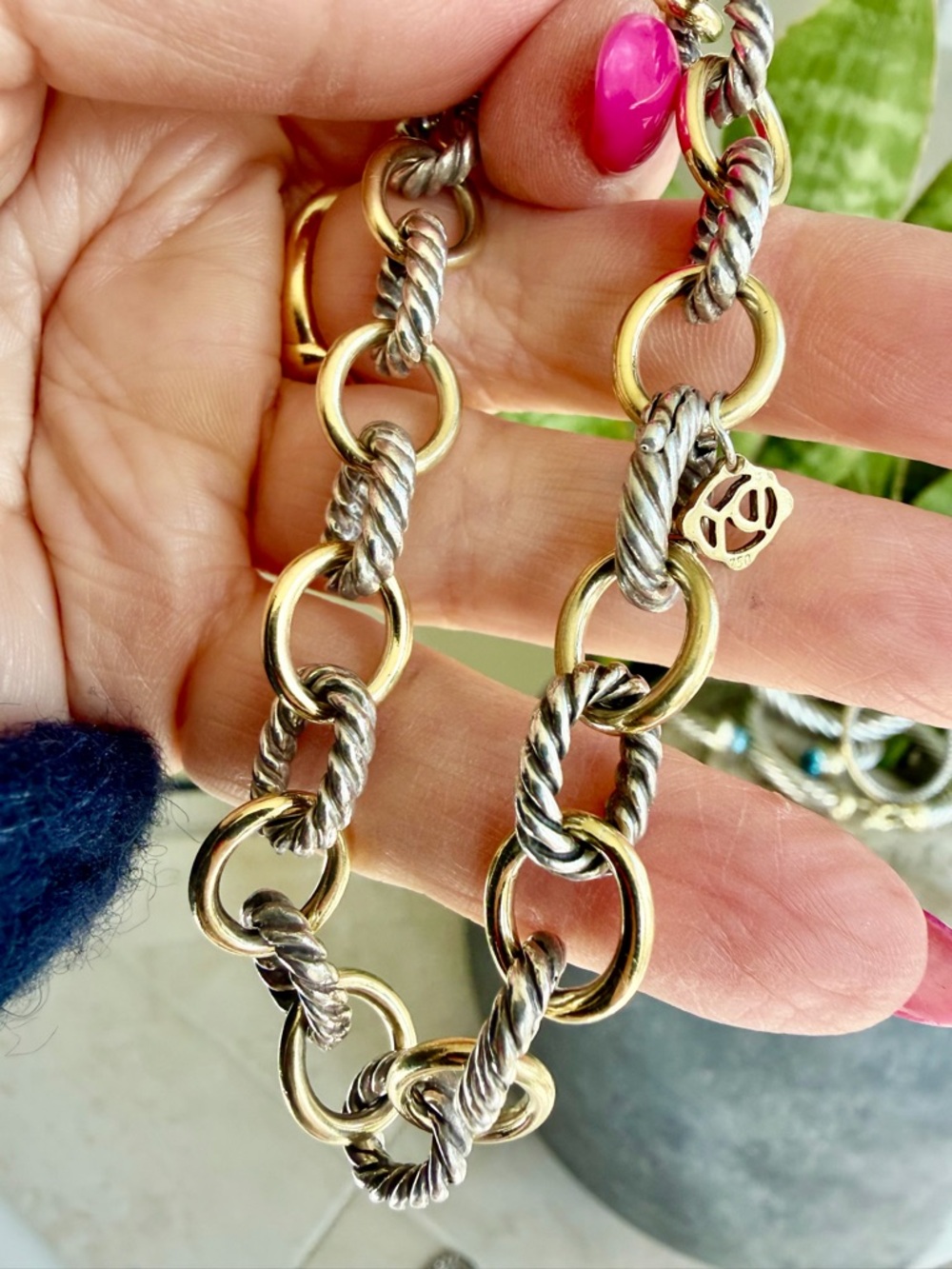 David Yurman 18 karat gold and sterling bracelet